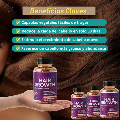 FOLIXA™ Trifolic Hair Complex - Biotina + Colágeno Hidrolizado + Zinc + Vitaminas Esenciales